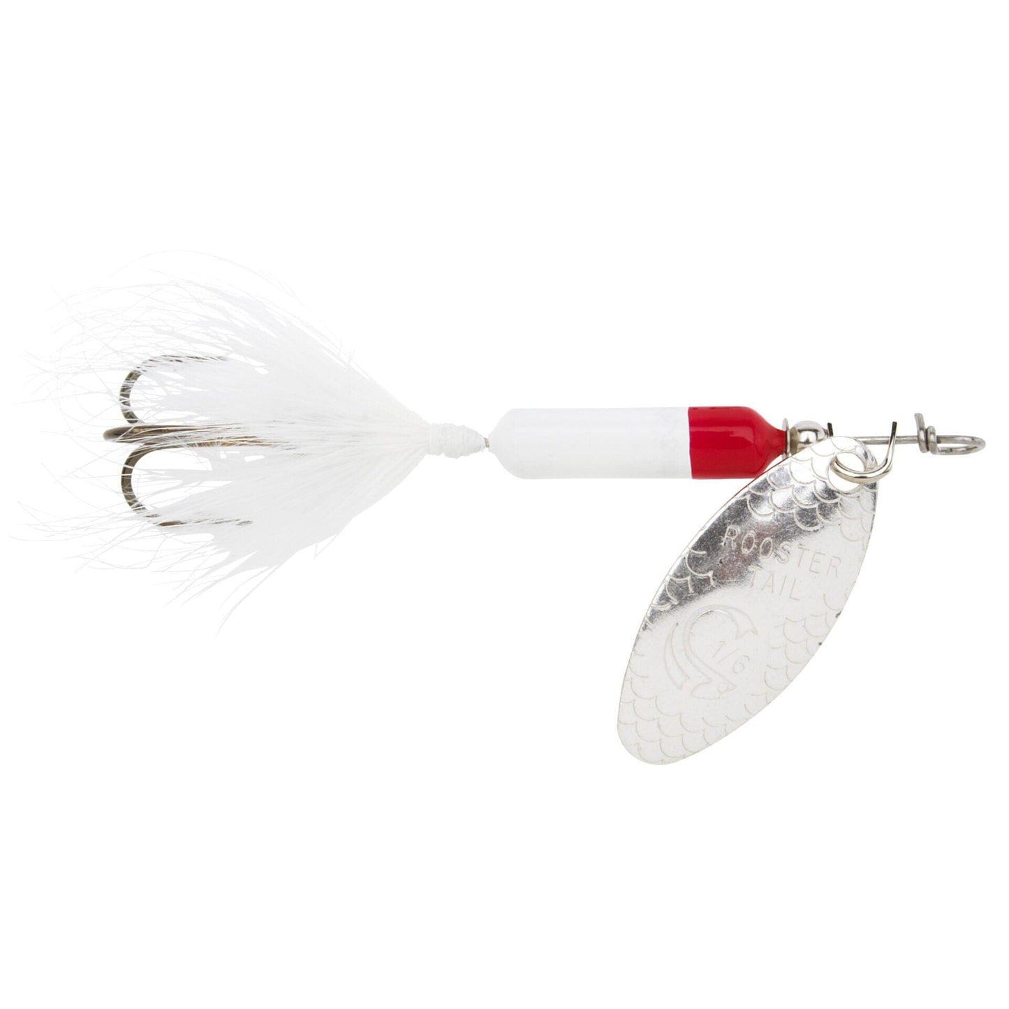 Original Rooster Tail with Treble White Red Head