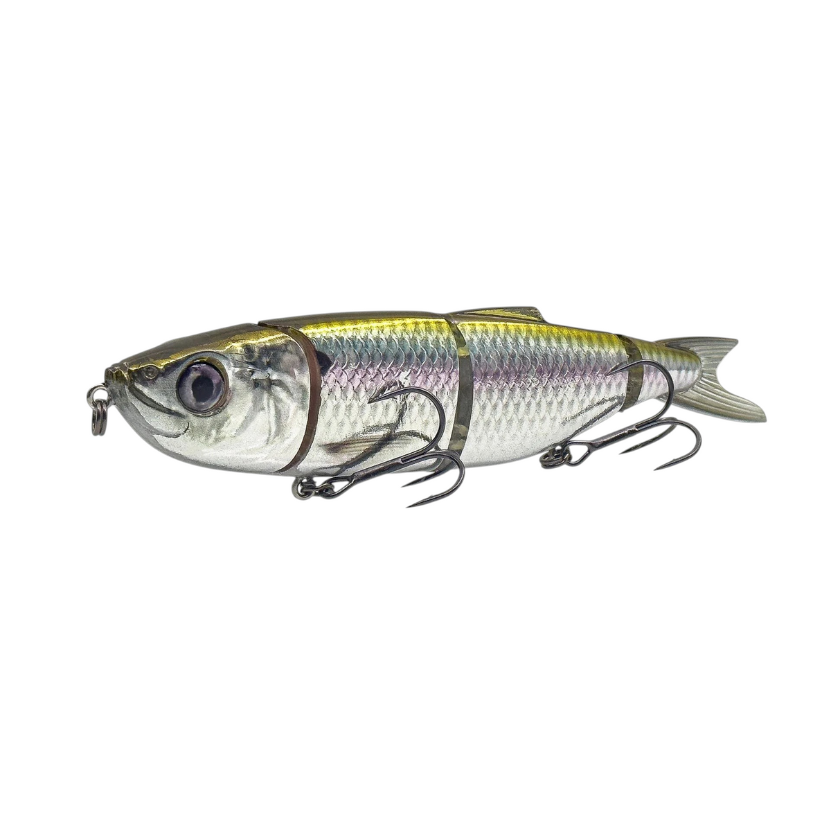 Hammonds Fishing Savage Gear 3D 4Play Herring swimbait with realistic silver and gold scales and sharp treble hooks.