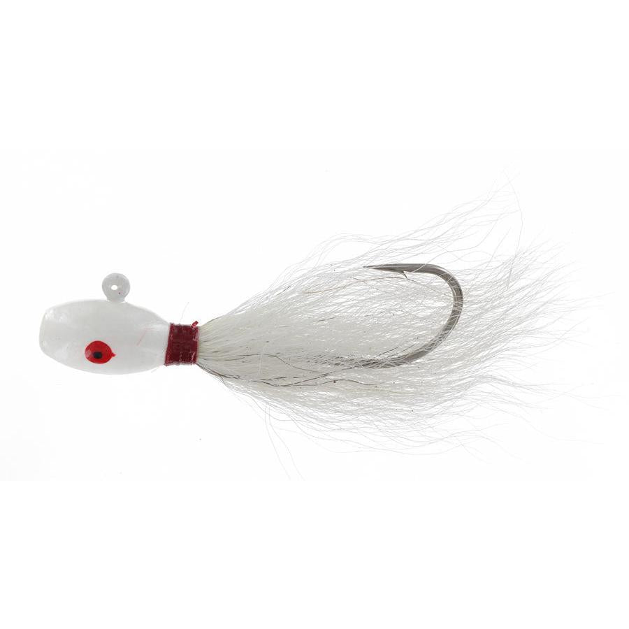 captian mack fishing lures Captain Mack Super Bucktail Jig White Green Flash 3 Pk 3/4 oz