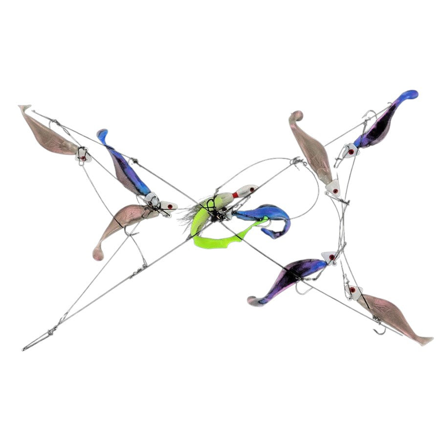 Captain Mack Trolling Umbrella Rig Shad Body 4 Arm 2oz 9 Baits 13 Total Onces