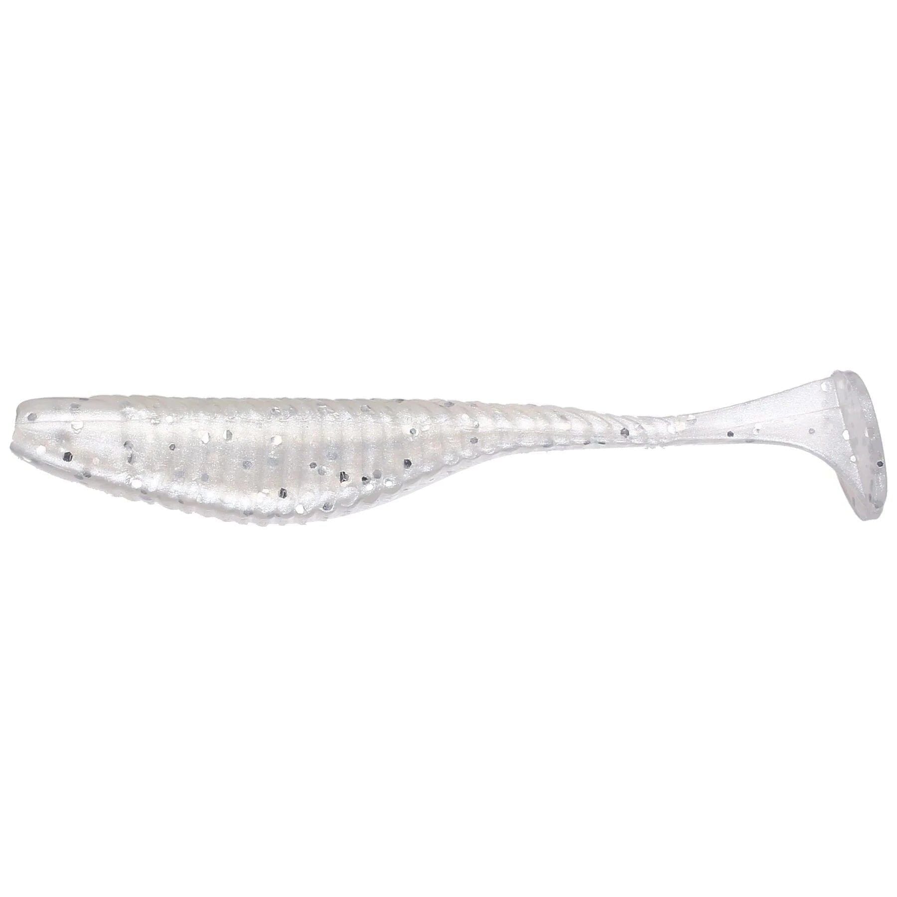 Damiki Armor Shad Paddle Tail White Silver Flake 3" 10pk