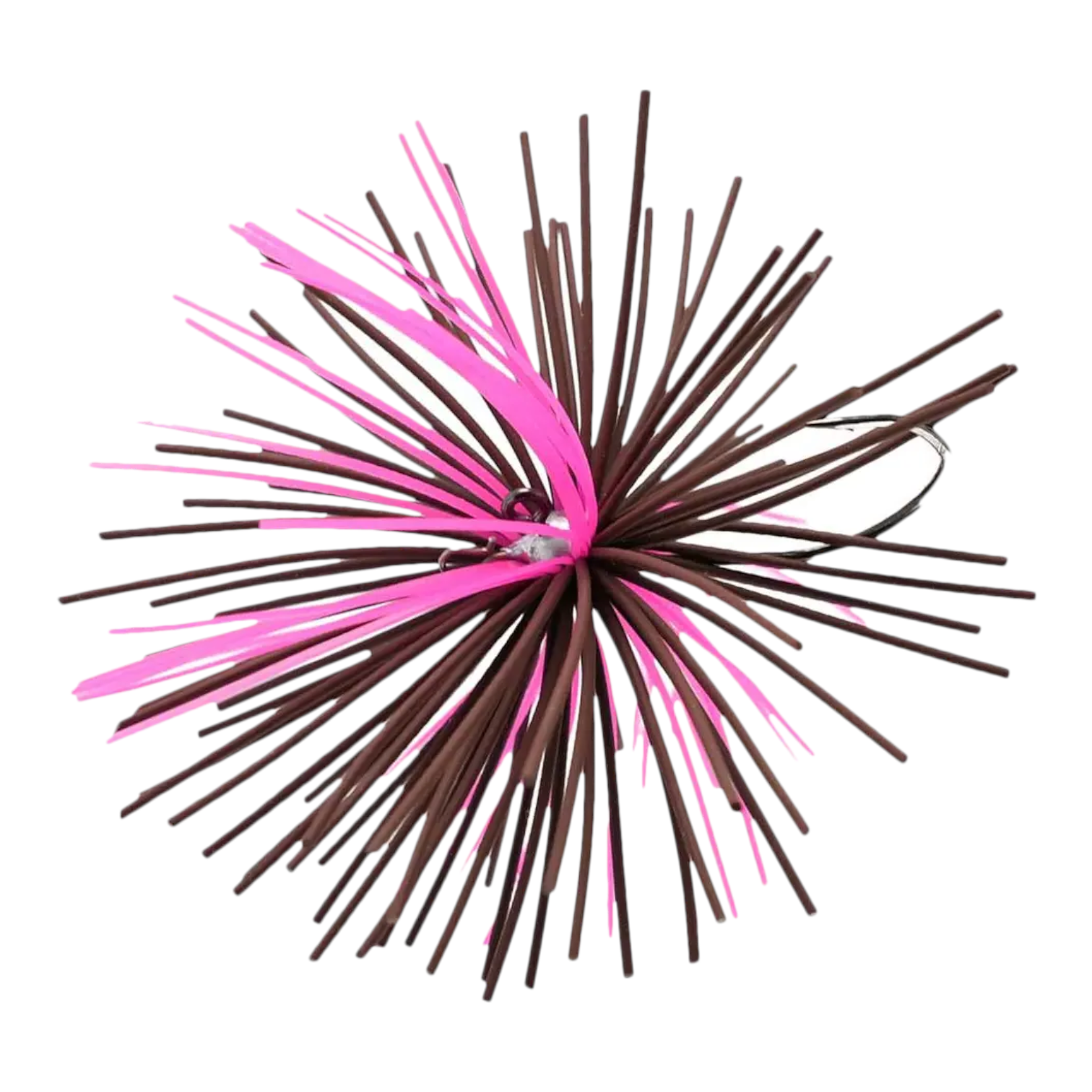 Hammonds Fishing Missile Dice Jig featuring a brown and pink hand-tied rubber skirt for urchin-style fishing
