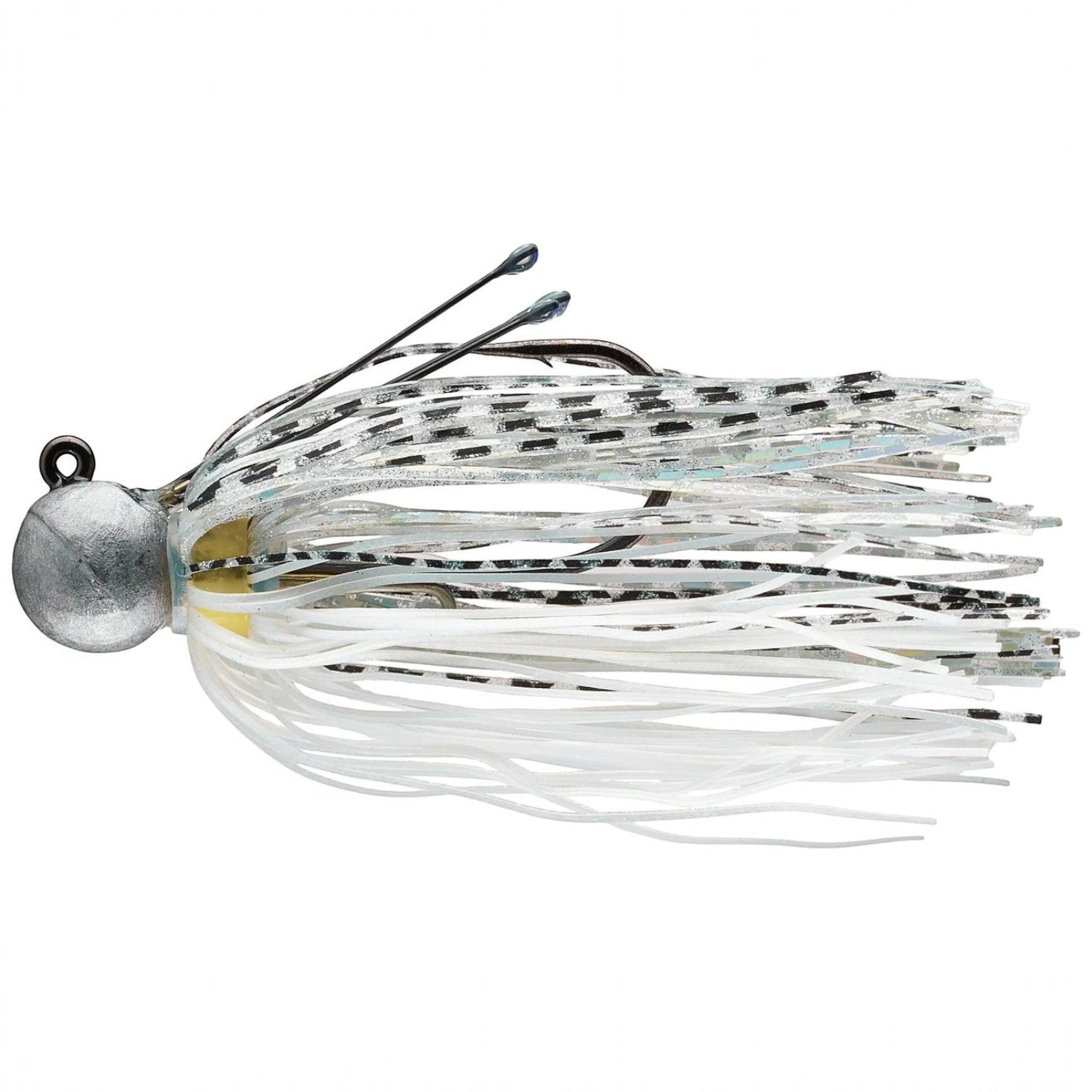 Hammonds Fishing Picasso Pro Metal Little Spotty Jig with a silver head, titanium weed guard, and white skirt.
