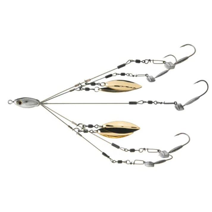 Picasso Micro Bait Ball Umbrella Rig 4" w/Jig Heads Gold Blades