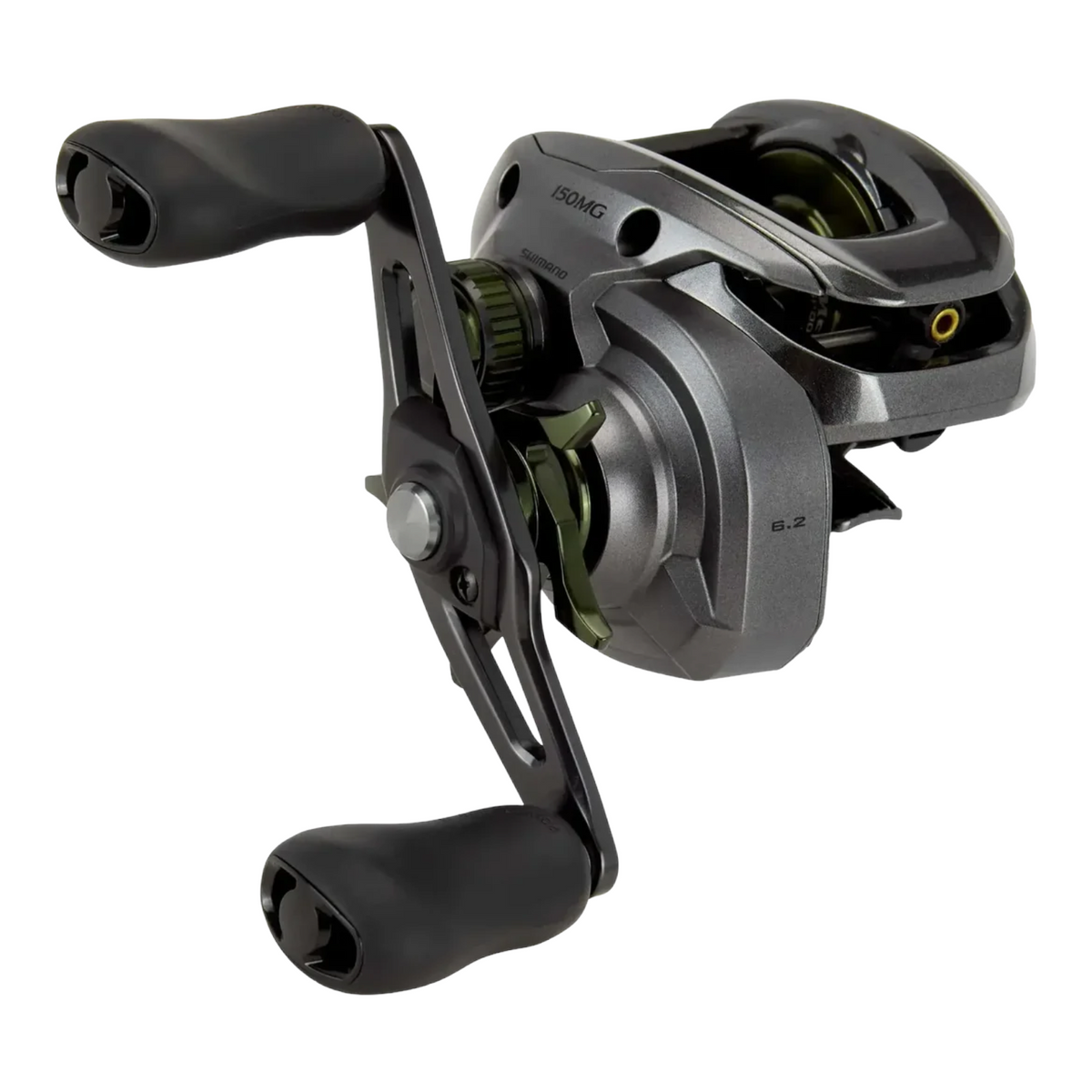 Hammonds Fishing Shimano Curado DC 150 casting reel in grey with black handles and green accents