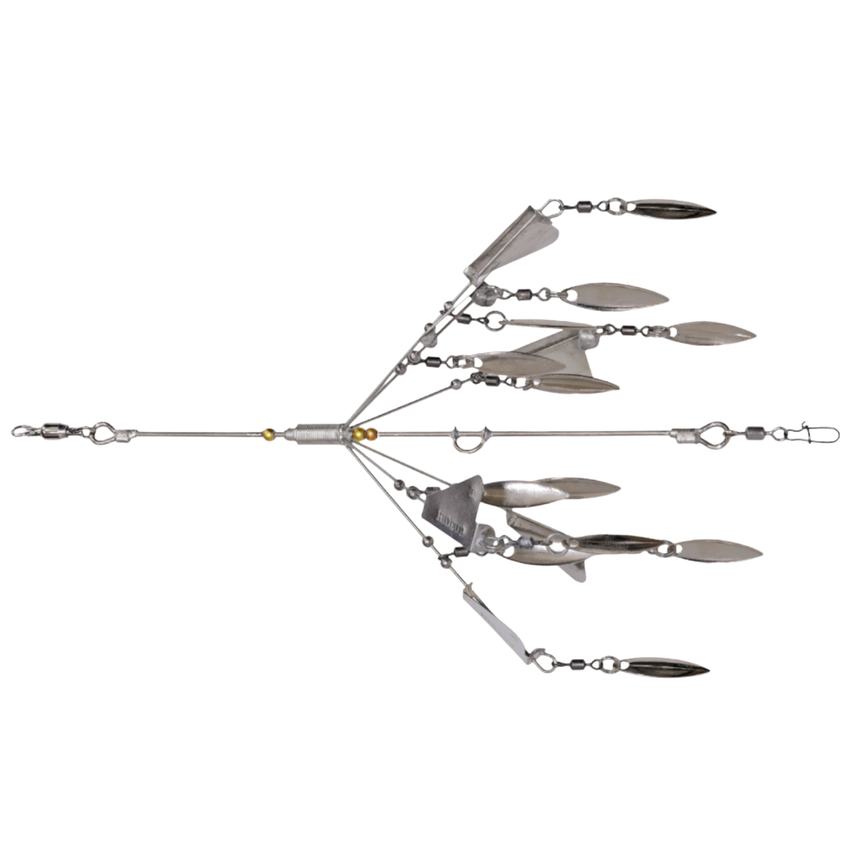 Hammonds Fishing Hideup Foosha Mini rotating Alabama rig with silver blades and aluminum wings for bass fishing