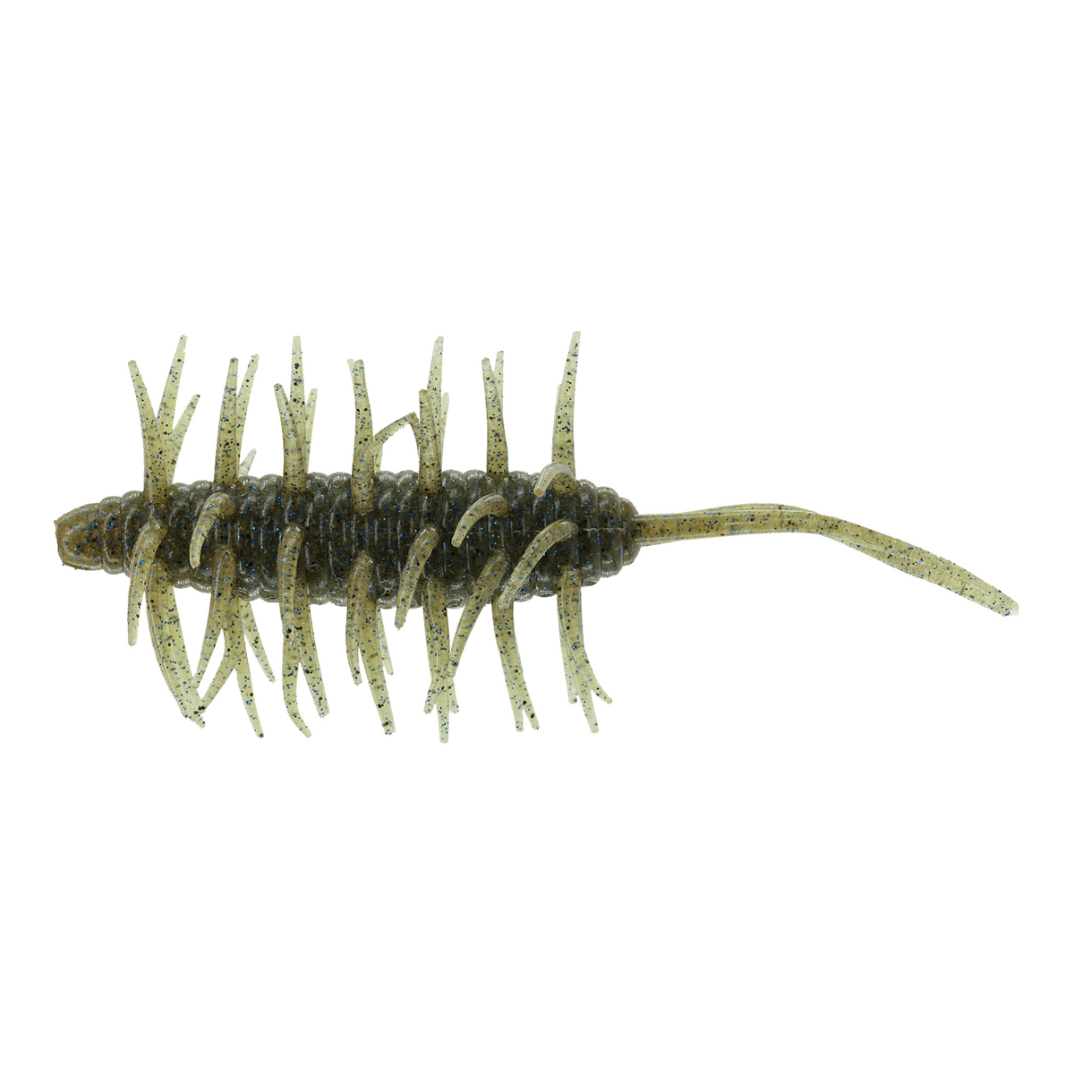 Hammonds Fishing Hideup Coike Shrimp Extra Large soft plastic fishing lure in green with blue glitter bristles