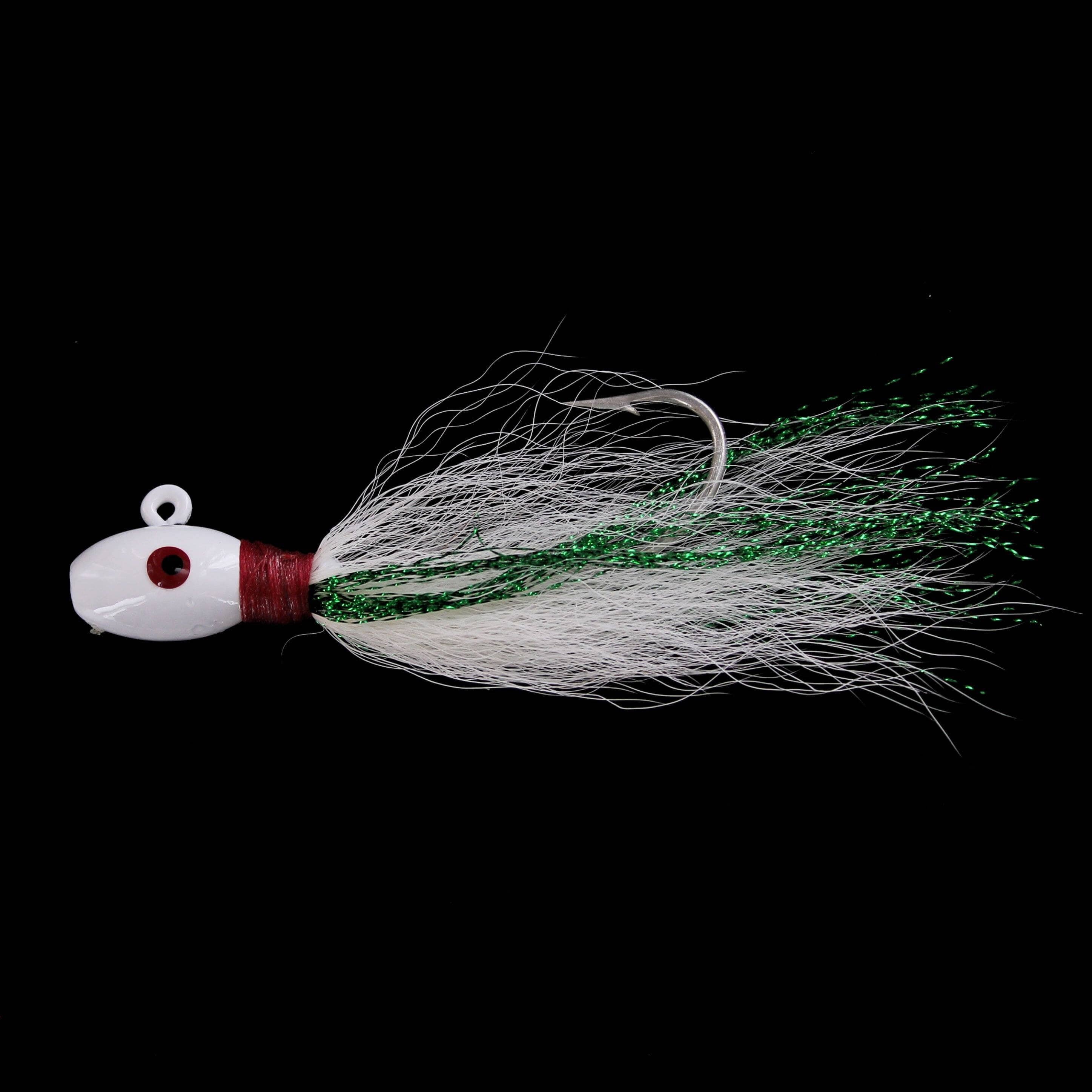 Captain Mack Chipmunk Bucktail Jigs 3pk White Green Flash 1 oz Super