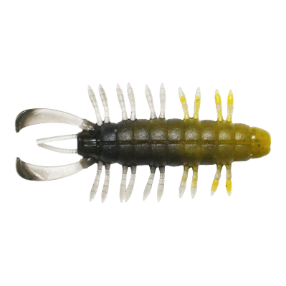 Hammonds Fishing D Style SVSB Big 3.4 inch soft plastic fishing lure in green and black with integrated legs