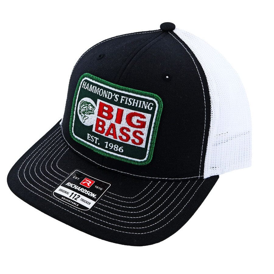 Hammond's Hat Big Bass Black on White-