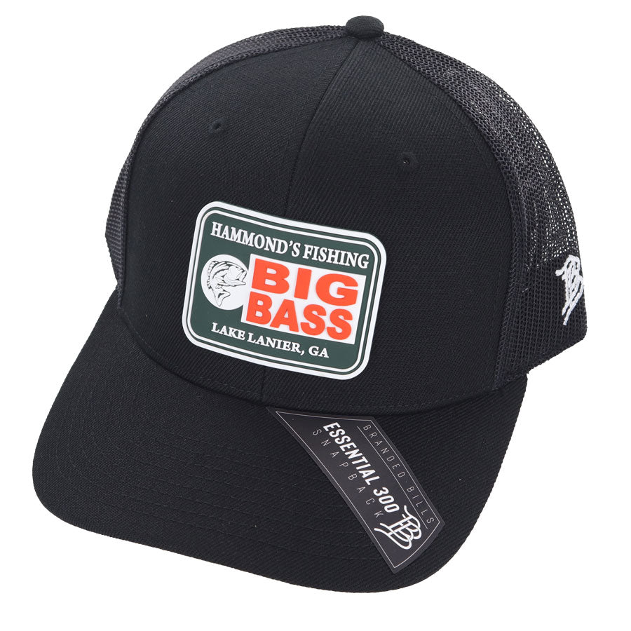 Hammond's Hat Branded Bill Big Bass Black with Black Mesh-