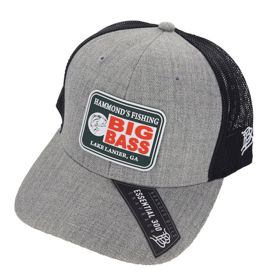 Hammond's Hat Branded Bill Big Bass Gray With Black Mesh-