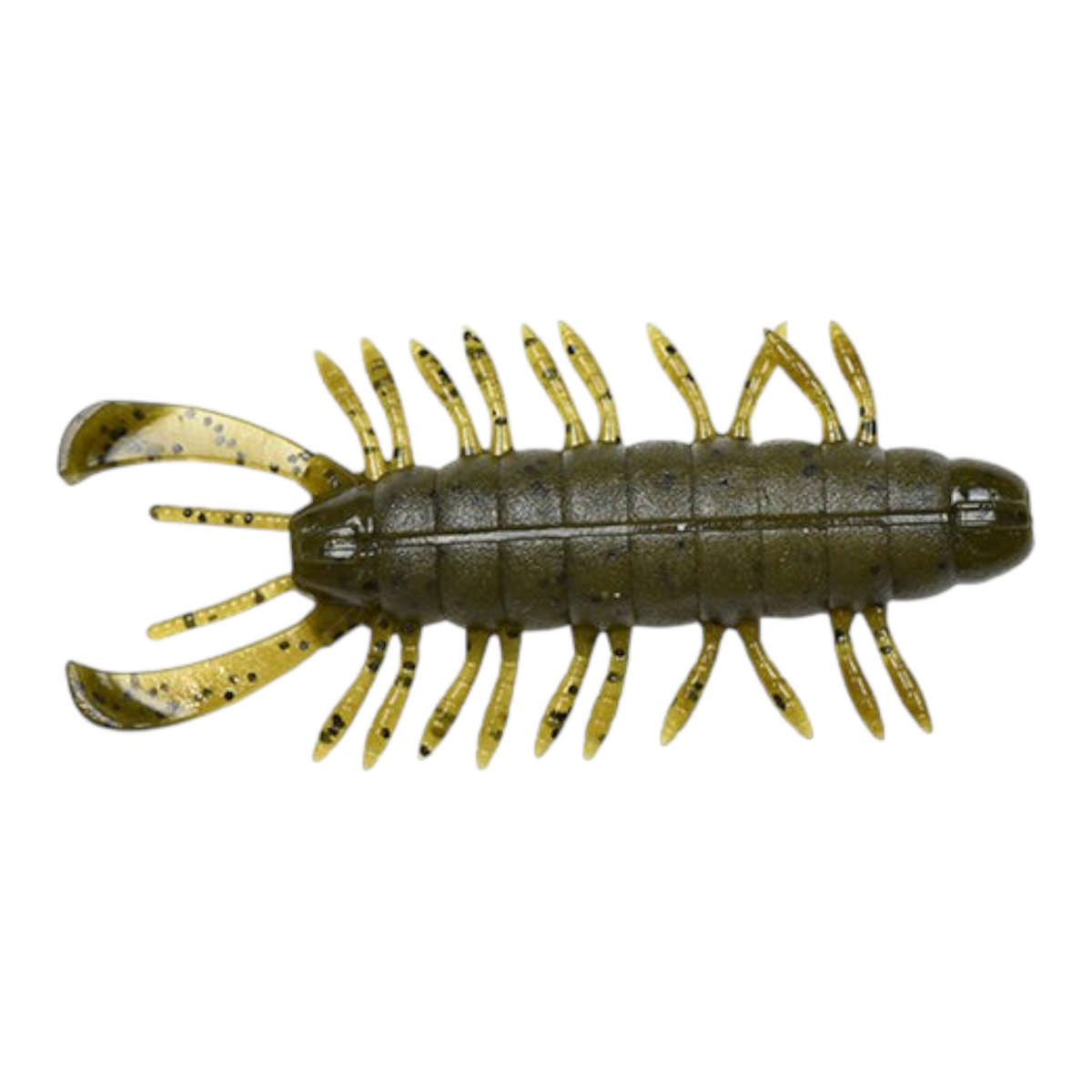 Hammonds Fishing D Style SVSB Big 3.4 inch soft plastic fishing lure in green pumpkin with black flake