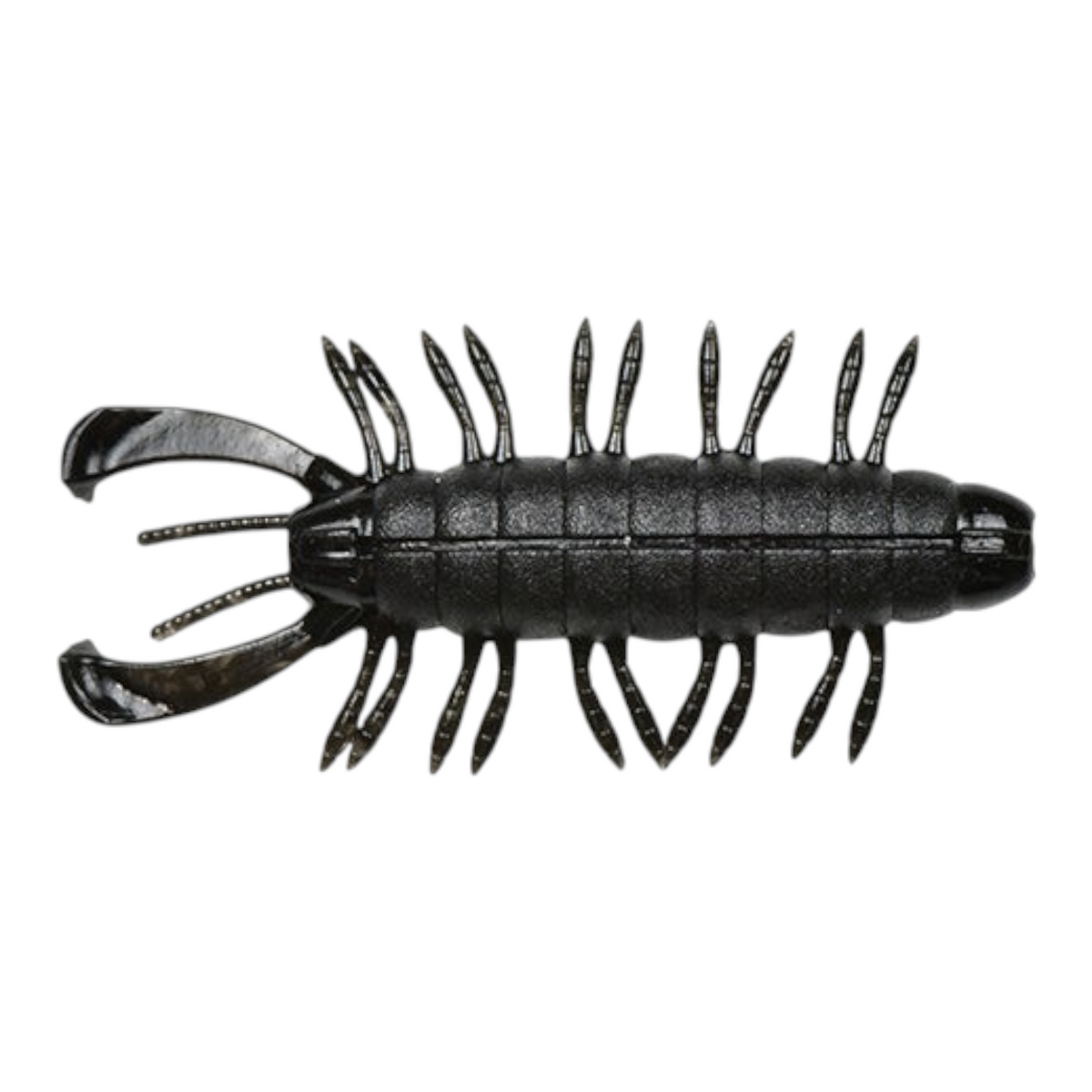 Hammonds Fishing D Style SVSB Big 3.4 inch black soft plastic fishing lure with integrated legs and double tail