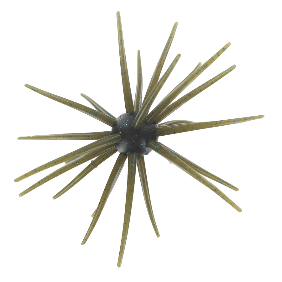 Burtek Tackle Jerkin Urchin 20mm, a green thermoplastic elastomer fishing lure with blue glitter.