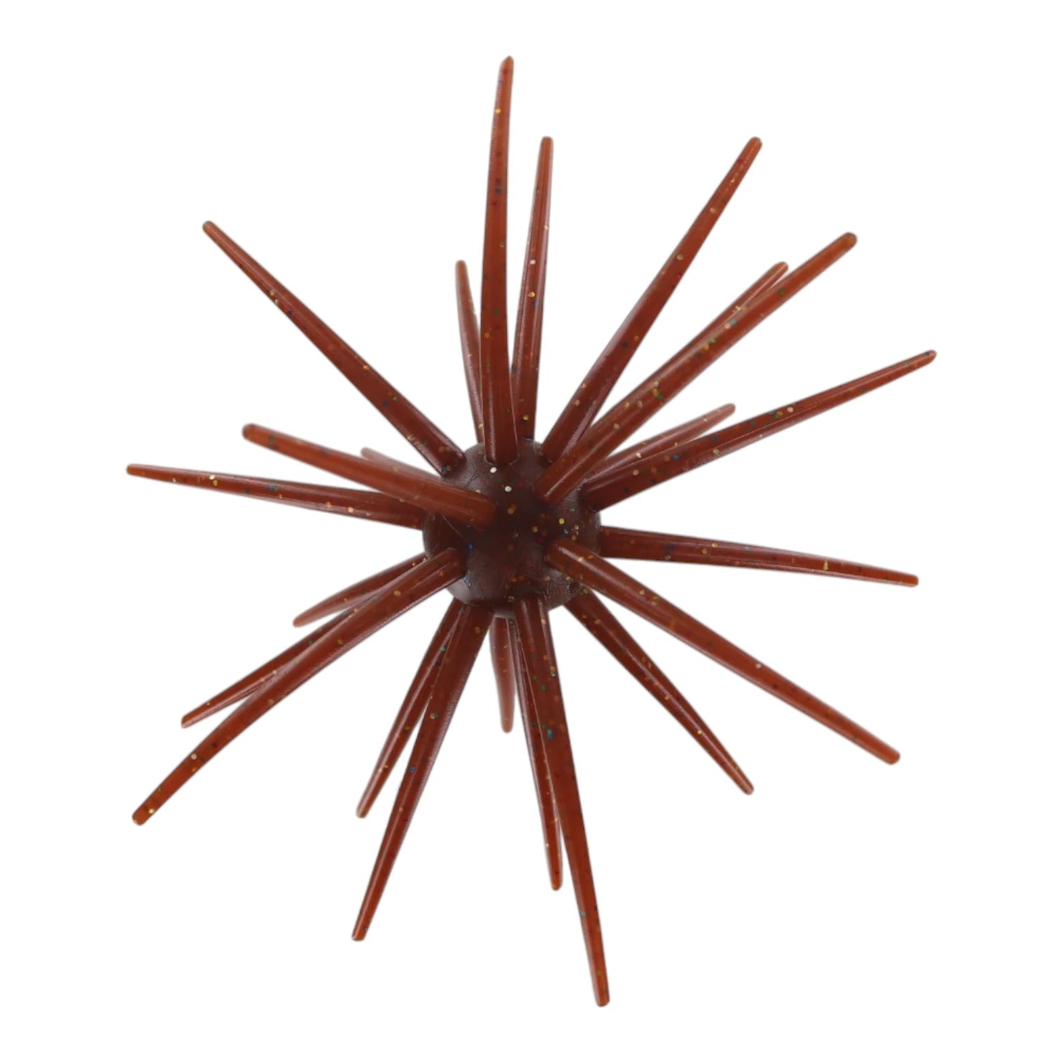 Burtek Tackle Jerkin Urchin 25mm, a brown thermoplastic elastomer fishing lure with gold flecks and spiky tentacles.
