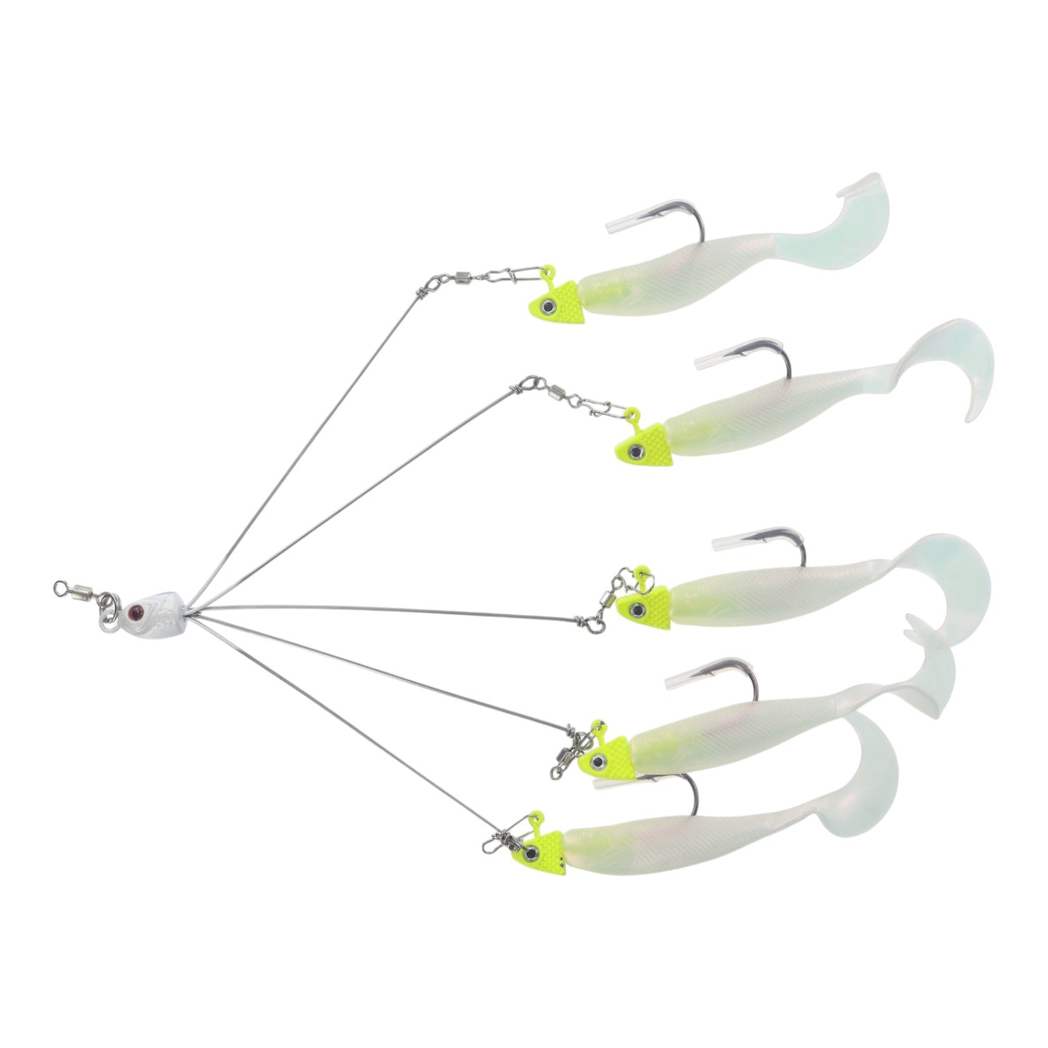 Captain Mack Mini Mack Shad Chartreuse Umbrella Rig TR5 CHS 
