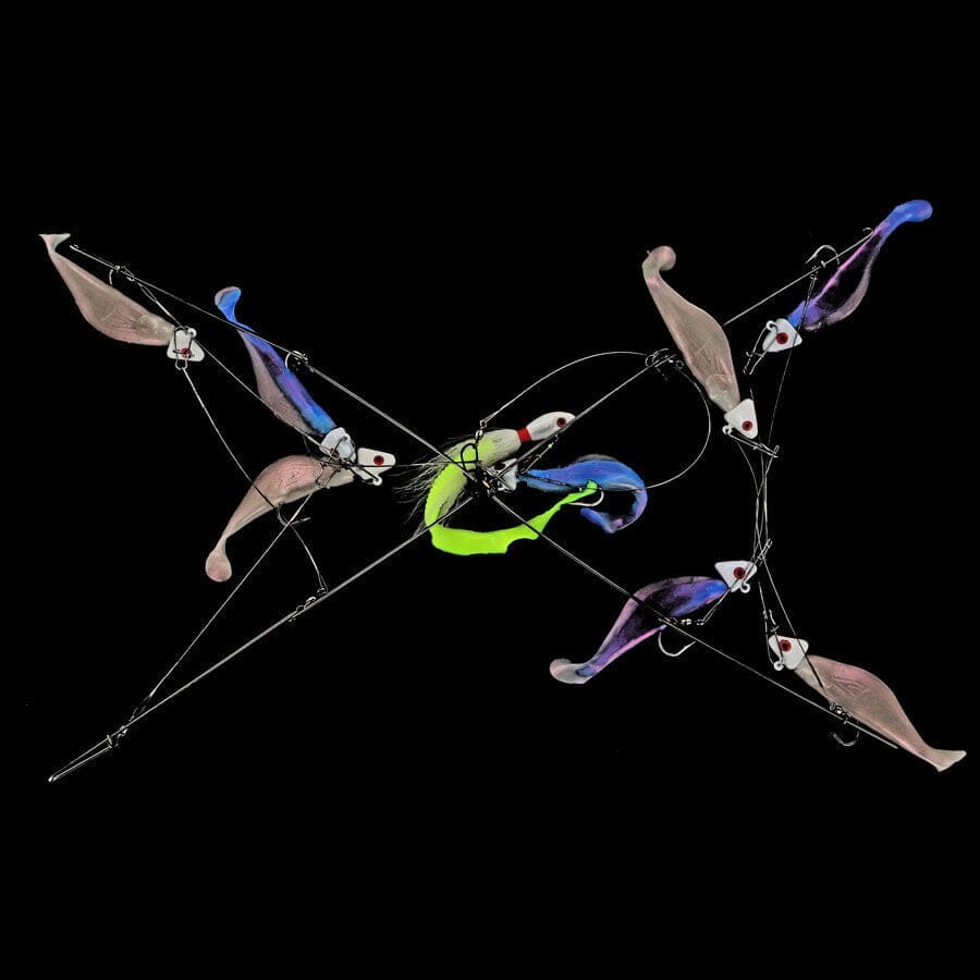 Captain Mack Trolling Umbrella Rig Shad Body-4 Arm 2oz 9 Baits 13 Total Onces-