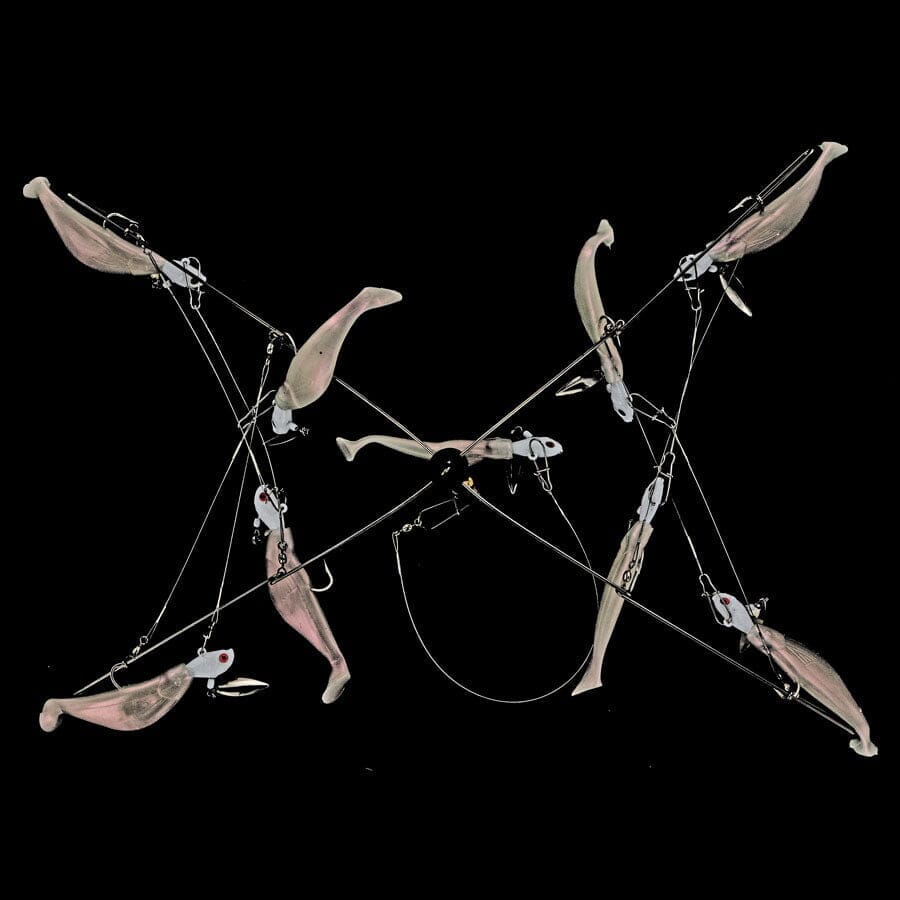 Captain Mack Trolling Umbrella Rig Shad Body-4 Arm 3oz 8 Baits 16 Total Onces With Blades-