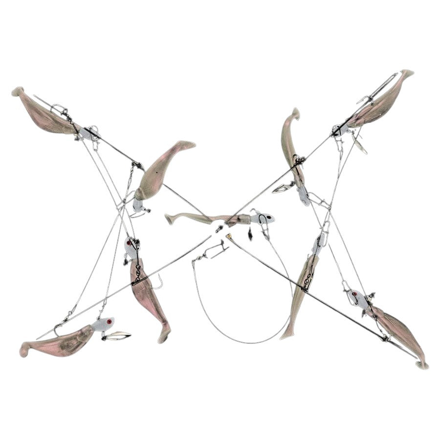Captain Mack Trolling Umbrella Rig Shad Body 4 Arm 3oz 8 Baits 16 Total Onces With Blades