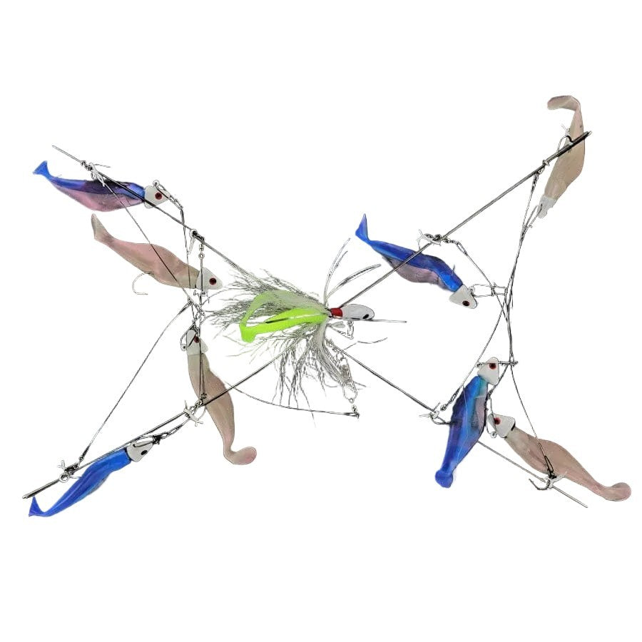 Captain Mack Trolling Umbrella Rig Shad Body 4 Arm 3oz 9 Baits 15 Total Ounces