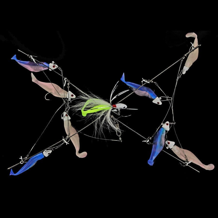 Captain Mack Trolling Umbrella Rig Shad Body-4 Arm 3oz 9 Baits 15 Total Ounces-