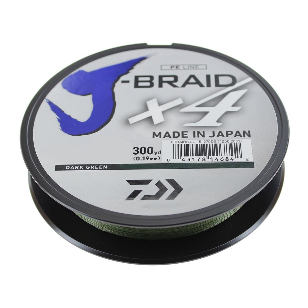 Daiwa J-Braid X4 Braided Line Dark Green 300Yd in 