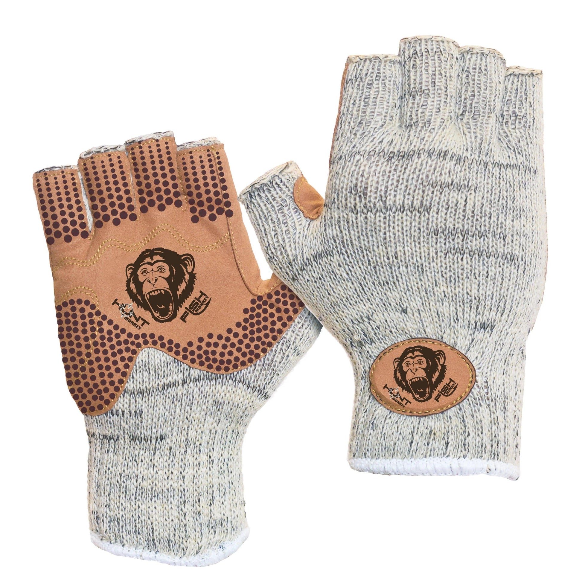 Fish Monkey Gloves Wooly Half Finger Tan-