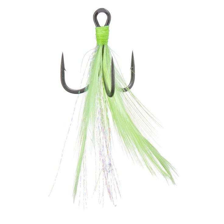 Gamakatsu G-Finesse Feathered Trebles 2pk-1/o-Chartreuse/Tinsel-