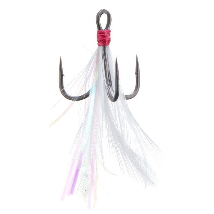 Gamakatsu G-Finesse Feathered Trebles 2pk-1/o-White/Tinsel-