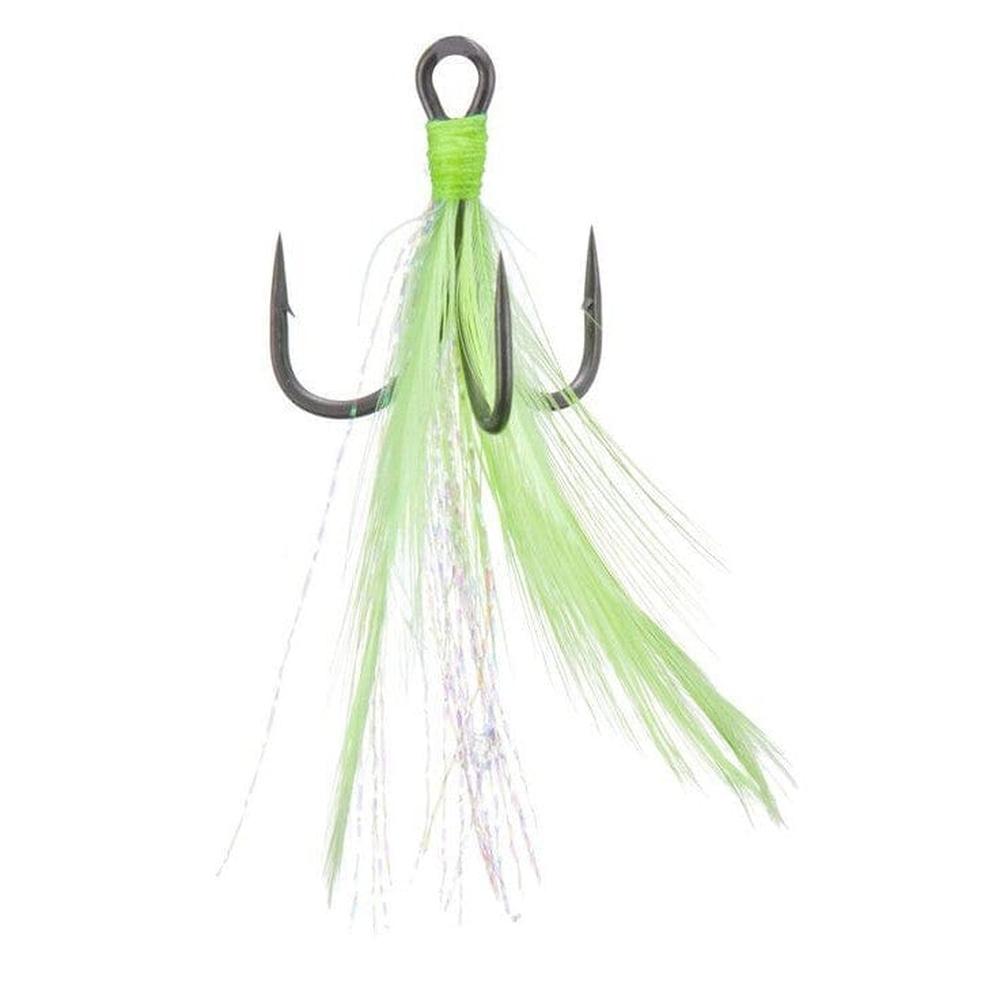 Gamakatsu G-Finesse Feathered Trebles 2pk 1 Chartreuse/Tinsel 