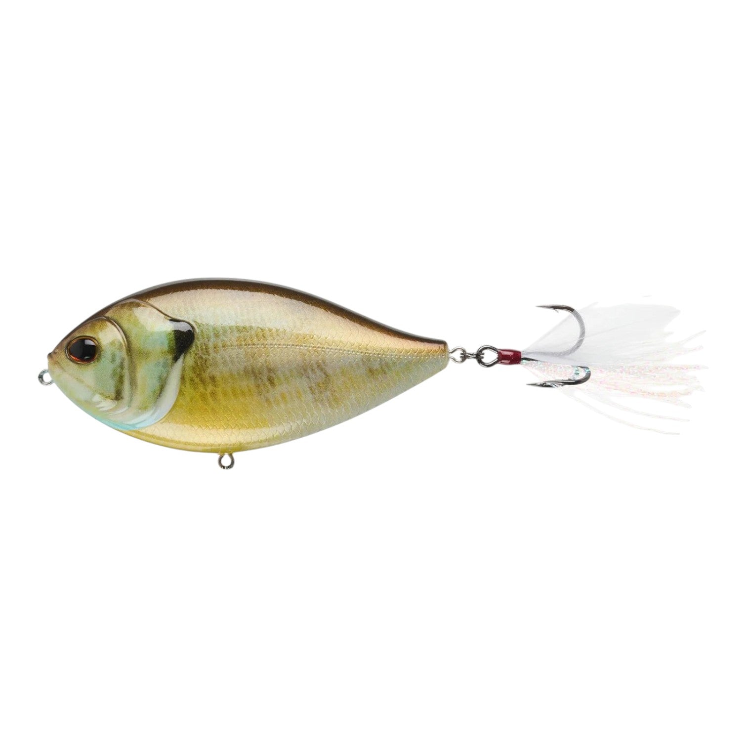 Hammonds Fishing Berkley Slap Gill topwater walking bait with realistic panfish body and feathered treble hook