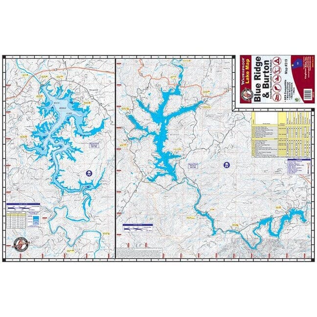 Kingfisher Waterproof Lake Map Blue Ridge & Burton 