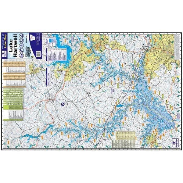 Kingfisher Waterproof Lake Map-Hartwell-