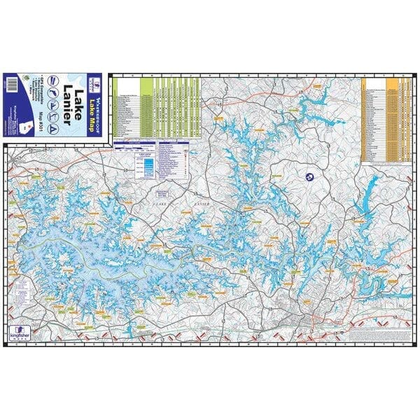 Kingfisher Waterproof Lake Map-Lanier-