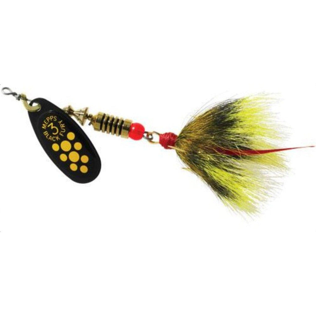 Mepps Black Fury Dressed Yellow Dot/Blk Yellow 