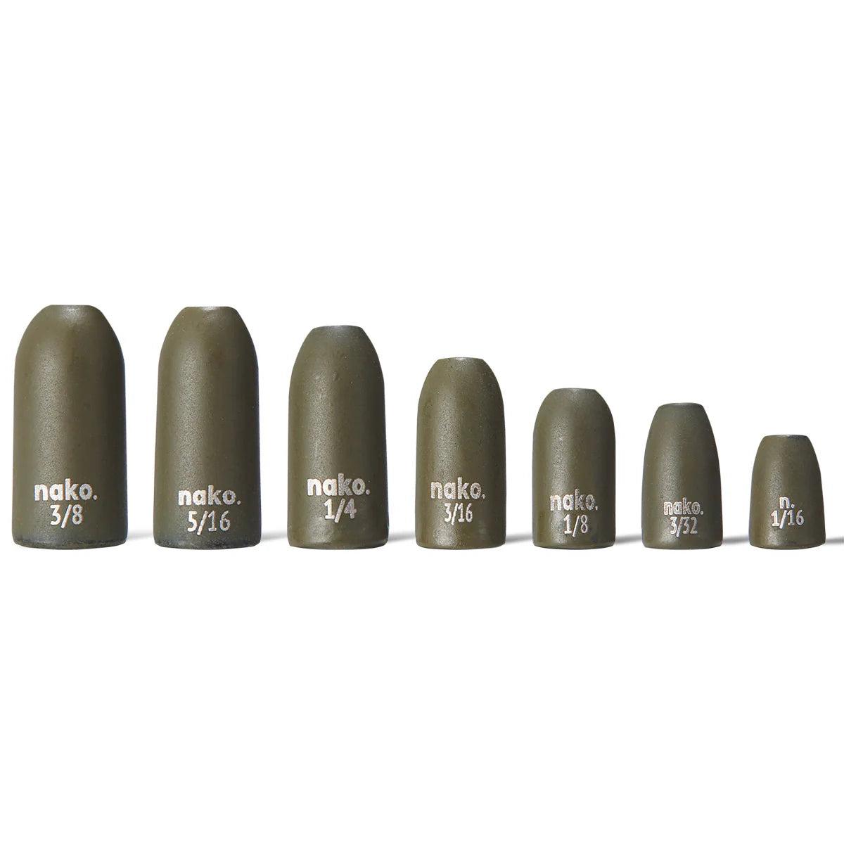 Nako Tungsten Worm Weight 1/8 5pk Green Pumpkin 
