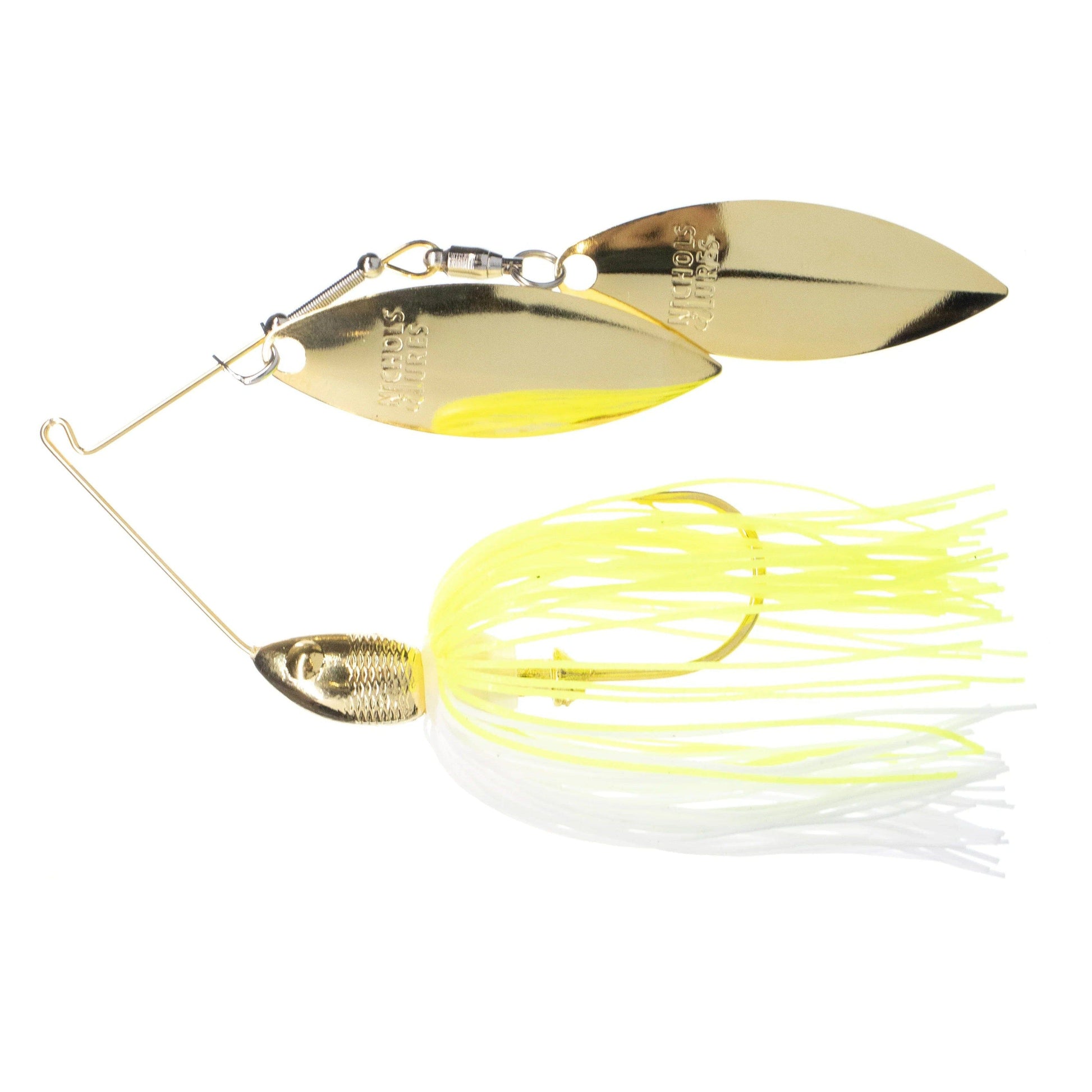Nichols Catalyst Spinnerbait Double Willow-White and Chartreuse-1/2oz-