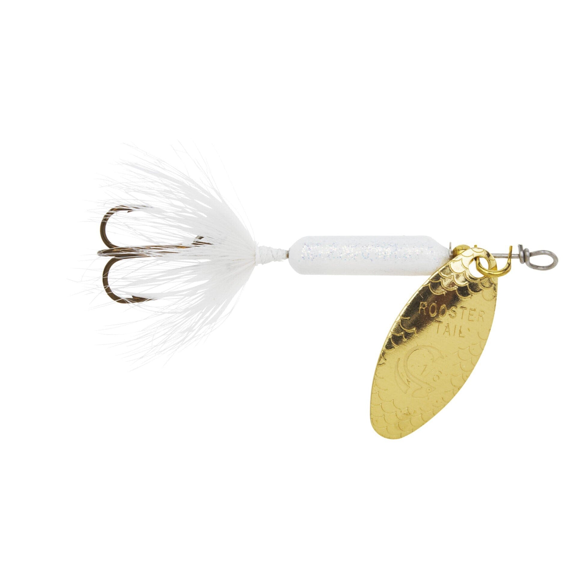 Original Rooster Tail with Treble Glitter White 1/16oz 