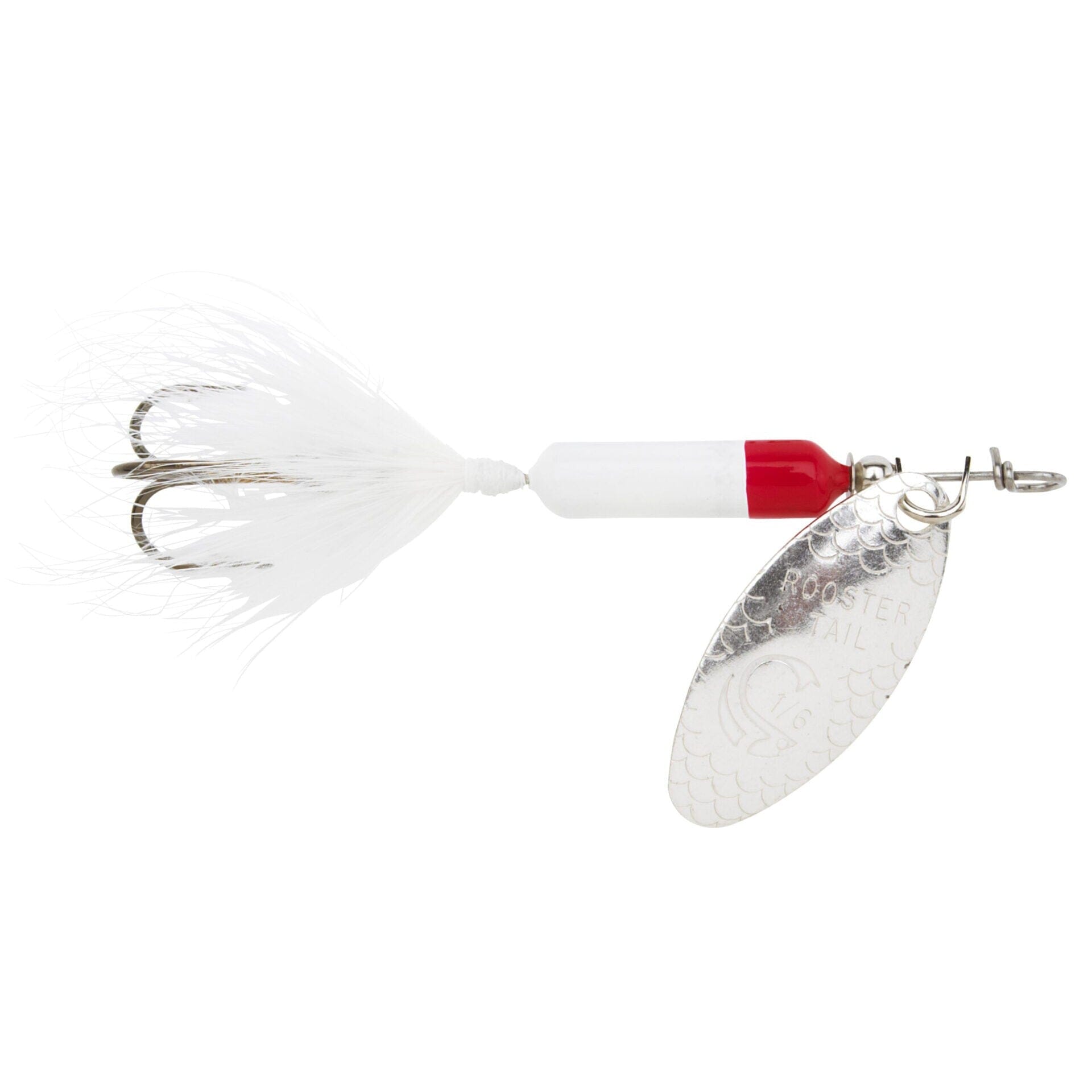 Original Rooster Tail with Treble Hook-White Red Head-1/2oz-