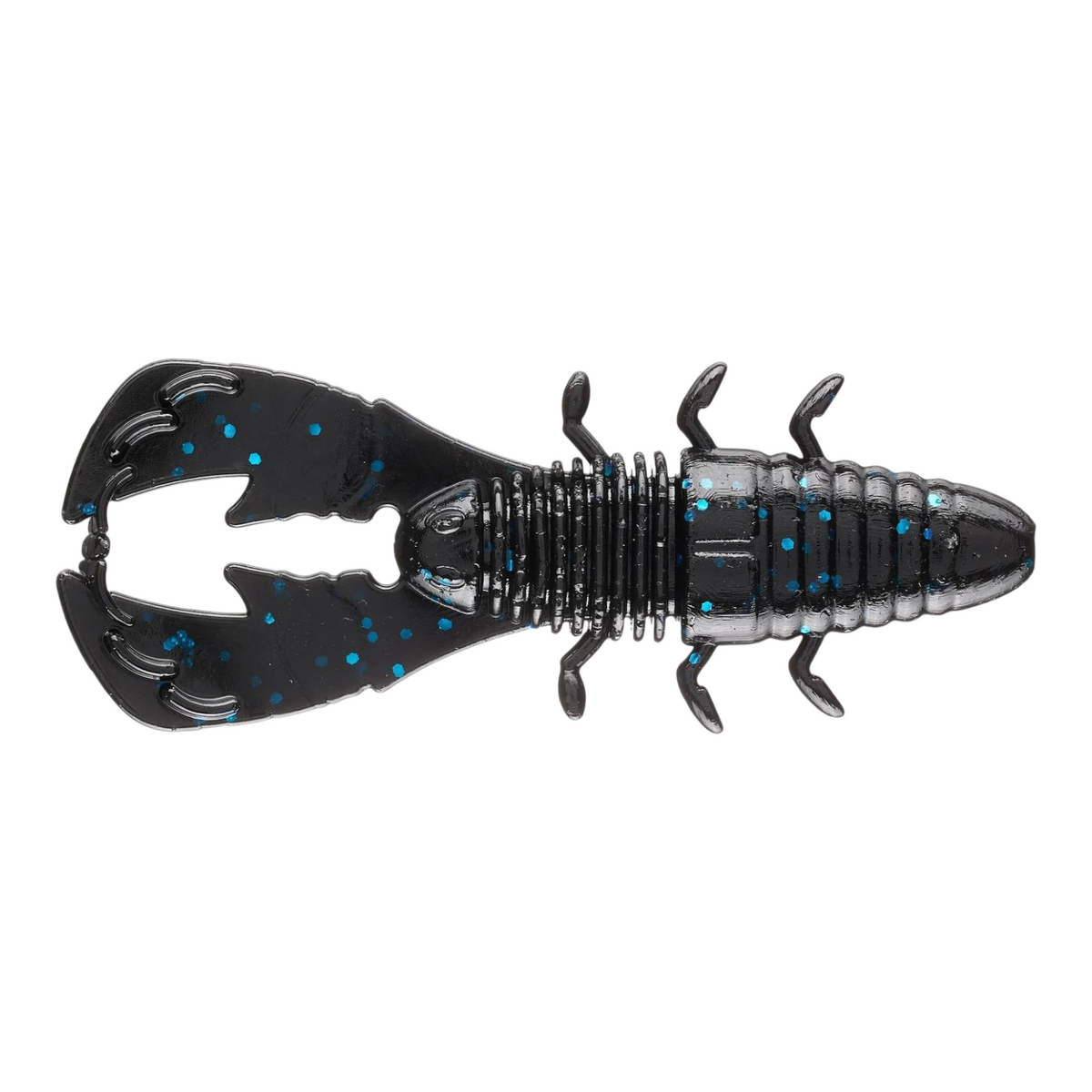 Hammonds Fishing Yamamoto Yama Bug creature bait in black with blue glitter for bass fishing