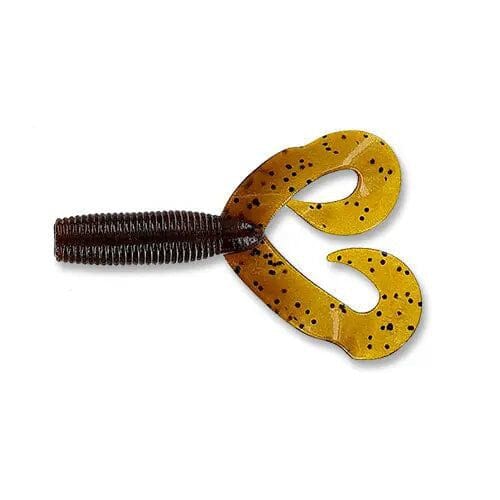 Yamamoto Double Tail Grub-Dark Pumpkin with Black Flake-5"-
