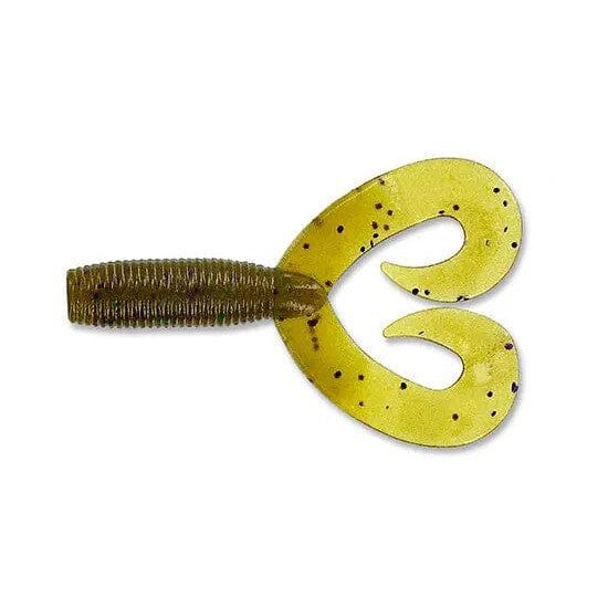 Yamamoto Double Tail Grub-Green Pumpkin with Black Flake-4"-