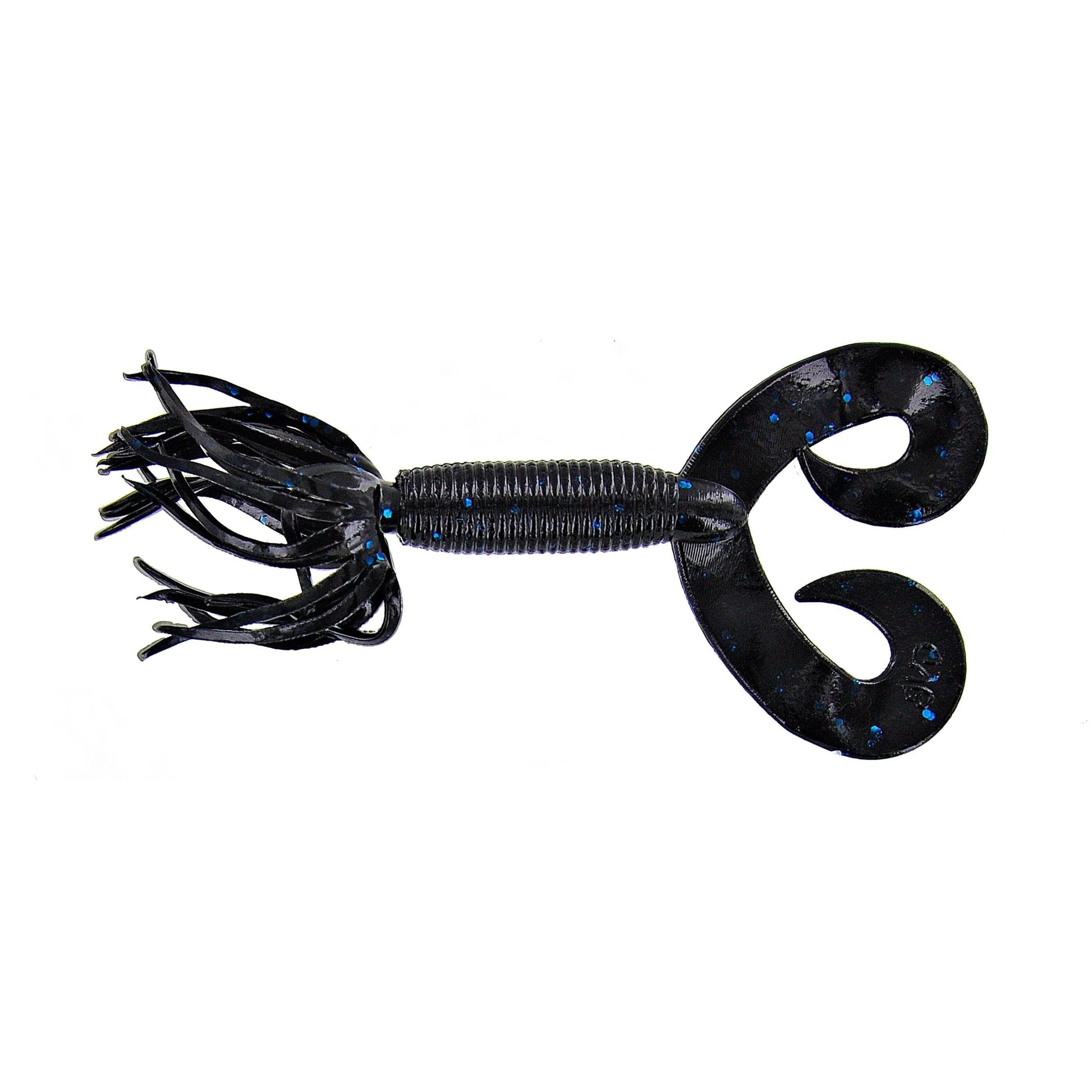Yamamoto Dt Hula Grub 5'' Black with Large Blue Flake 