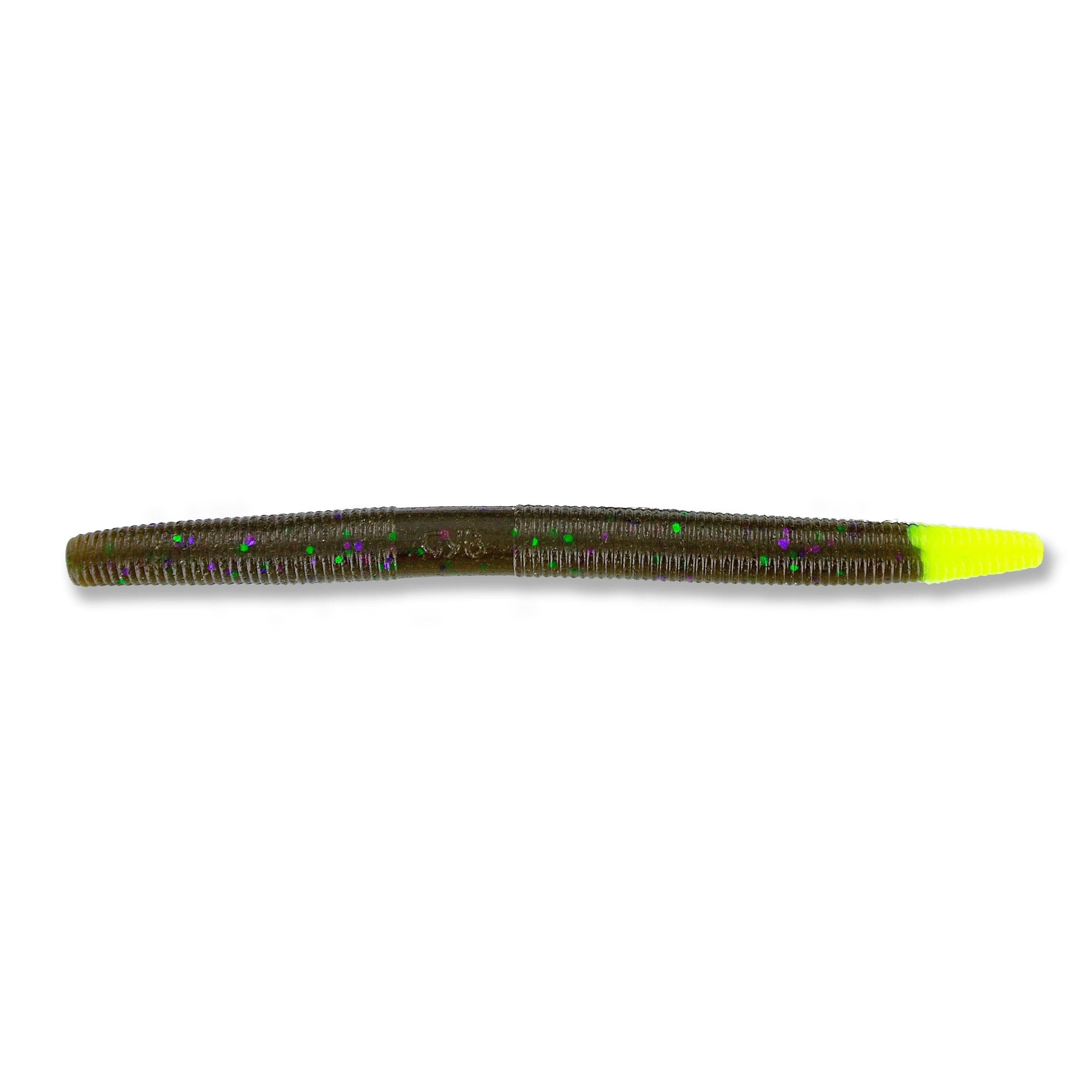 Yamamoto 5'' Senko-Core Shot Grn Pumpkin Purple Green/Chartreuse Tail-