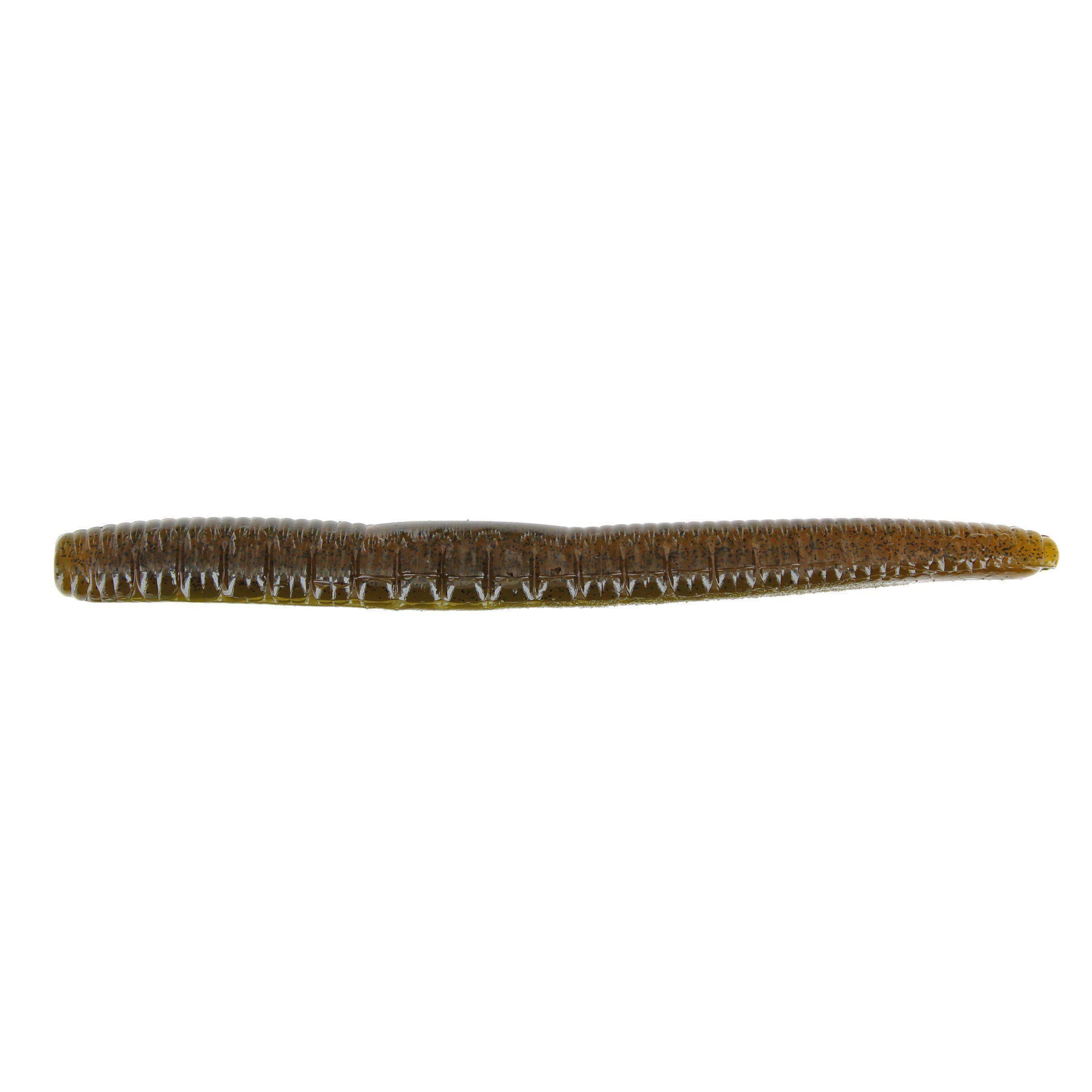 Roboworm Ned Worm-Green Pumpkin Blk Flake-4.5" 6pk-